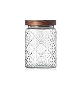 Vintage Glass Jar with Wood Lid - Airtight Canisters for Kitchen Countertop and Bathroom, for Sto...