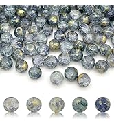 400pcs 8mm Crackle Glass Beads, Crystal Glass Round Spacer Beads for Jewelry Making, DIY Craft Pr...