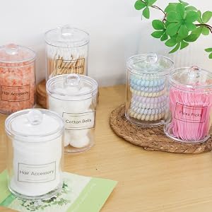 Qtip Holder Dispenser, Apothecary Jars for Cotton Swabs