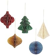 NICROHOME EUR Christmas Party Decorations, 5 PCS Mini Glitter Edge Paper Honeycomb Ornament, Red ...