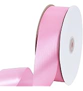 TONIFUL 1-1/2 Inch (40mm) x 100 Yards Baby Pink Wide Satin Ribbon Solid Fabric Ribbon for Gift Wr...
