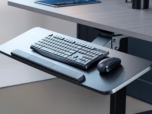 MOUNT-KB03B tilting keyboard tray at desk