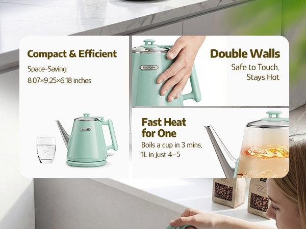 Hazel Quinn 1L Electric Kettle - Mint Green