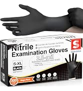 Schneider Medical Black Nitrile Gloves, Powder Free, Disposable Gloves Latex Free for Medical Exa...