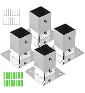 Antrader 4Pcs Stainless Steel Square Post Bases,1-1/2" x 1-1/2"x 3",Silver | Heavy Duty Flange An...