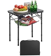 VEVOR Folding Camping Table, Adjustable Height Aluminum MDF Outdoor Portable Lightweight, for Coo...