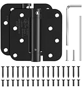JIW Self Closing Door Hinges 4 Inch, 2 Pack Spring Loaded Door Hinge with 5/8'' Radius Corners, A...