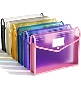 ABC life 6 Pack Plastic Expanding File Folder, Transparent Envelopes with Snap Closure, No Divide...