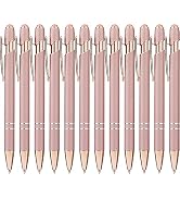 LINFANC 12 Pack Rose Gold Ballpoint Pen with Stylus Tip, 1.0 mm Black Ink Smooth Writing Pens, Me...