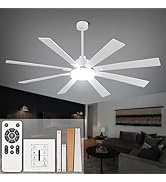 72 Inch Ceiling Fans with Lights, Ceiling Fan with Remote and Wall Switch, 6 Speed Reversible Qui...