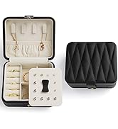 KAMIER Jewelry Travel Organizer, Diamond Quilted Leather Portable Jewelry Boxes for Women Girls G...