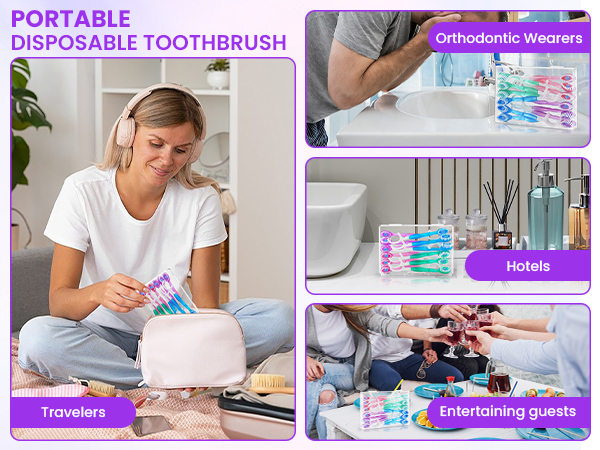 5-in-1 Mini Toothbrush Disposable, Prepasted Toothbrushes for Travel Hotel