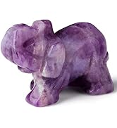 2" Amethyst Elephant Decor Natural Healing Crystal Stones Polished Hand-Carved Gemstone Big Cute ...