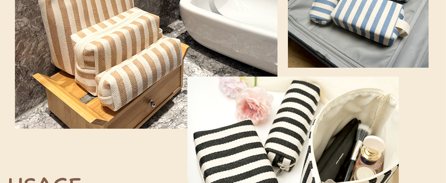 Canvas Makeup Bag Set