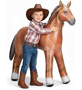 37" Inflatable Horse Decoration - Blow Up Brown Horse Toy for Kids Western, Cowboy, Barnyard, Far...