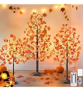 8 Modes & Remote - 3 Pack Lighted Fall Tree (4FT, 5FT, 6FT) with 240 Warm White LED Lights, Timer...