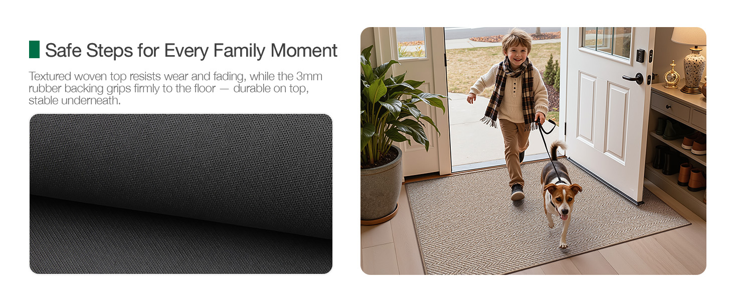 Durable surface and Non-slip backing