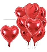 BEISHIDA 20 Pcs Heart Balloons 18 inch Metal Red Heart Shape Foil Balloons Neutral Love Balloon f...