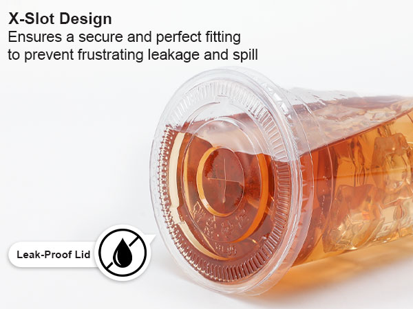large plastic cups with lids and straws