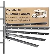 Terapaton 5 Swivel Arms RV Clothes Drying Rack, 26.5-inch Width Ladder Mounted Clothes Drying Rac...