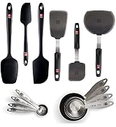 DI ORO 3 Piece Turner Silicone, 3 Piece Seamless Silicone, & 8-Piece Stainless Steel Measuring Cu...