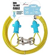 Petest Reflective Tie Out Cable with Crimp Cover for Small Dogs Up to 35 Pounds, 15 Feet