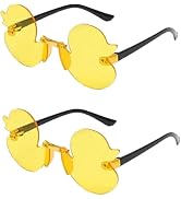 YLiiii 2Pcs Yellow Cartoon Little Duck Personality Frameless Sunglasses Boys and Girls Copy Tide ...