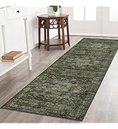 Zealude Green Washable Rug Runners for Hallways Non Slip,2'6"x8' Non Slip Kitchen Runner Bathroom...