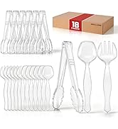 Mwellewm 18Pcs Serving Utensils, 8.5'' Plastic Serving Utensils Set, Disposable Serving Spoons fo...