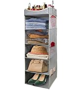 roomtalk 6-Tier Hanging Closet Organizer with 6 Side Pockets, Foldable Hanging Closet Shelves for...