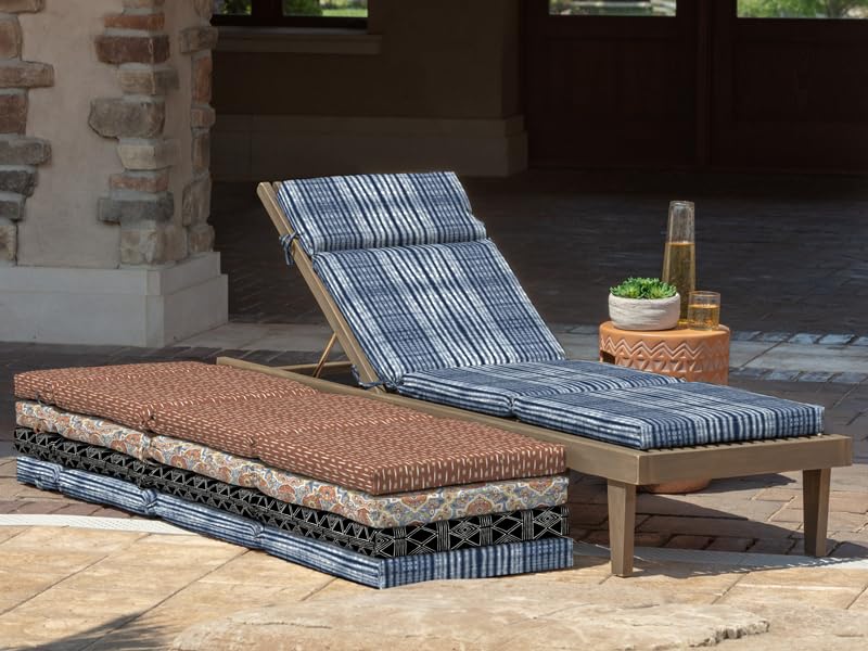 chaise cushion, chaise lounge cushion, blue cushion, shabori stripe cushion
