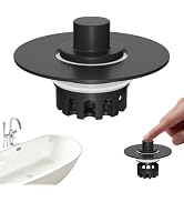 Universal Metal Bathtub Stopper 3-in-1 Shower Drain Hair Catcher, Matte Black
