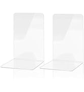 MSDADA Book Ends Clear Acrylic Bookends for Shelves, Bookends for Home Office Library Decorative,...