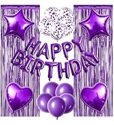 WEIKA 29 Pcs Purple Birthday Party Decorations - Purple Happy Birthday Balloons Banner, Heart & S...