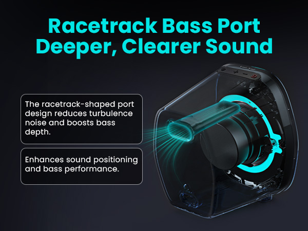 Racetrack Bass Port for Deeper, Clearer Sound