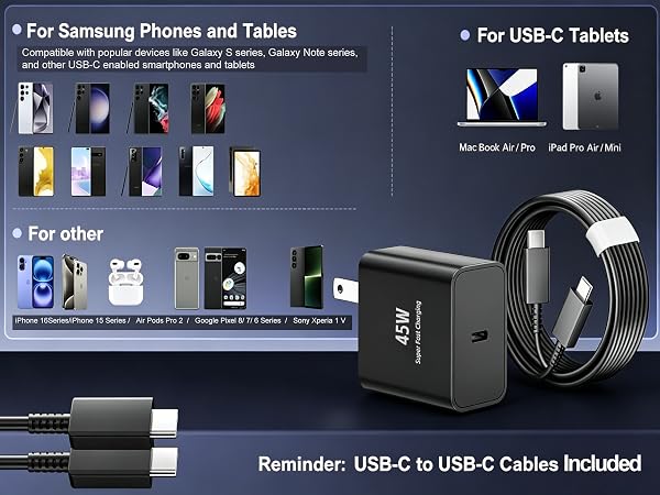 pd fast charger for samsung 5a usb-c cable