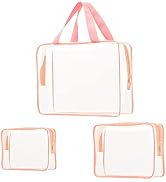 3Pcs Crystal Clear PVC Travel Toiletry Bag Kit for Women Men, Waterproof Vinyl Packing Organizer ...