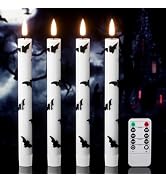 Lasumora Halloween Flameless Taper Candles with Remote Timer, 4 Pack LED Flickering Candlestick, ...