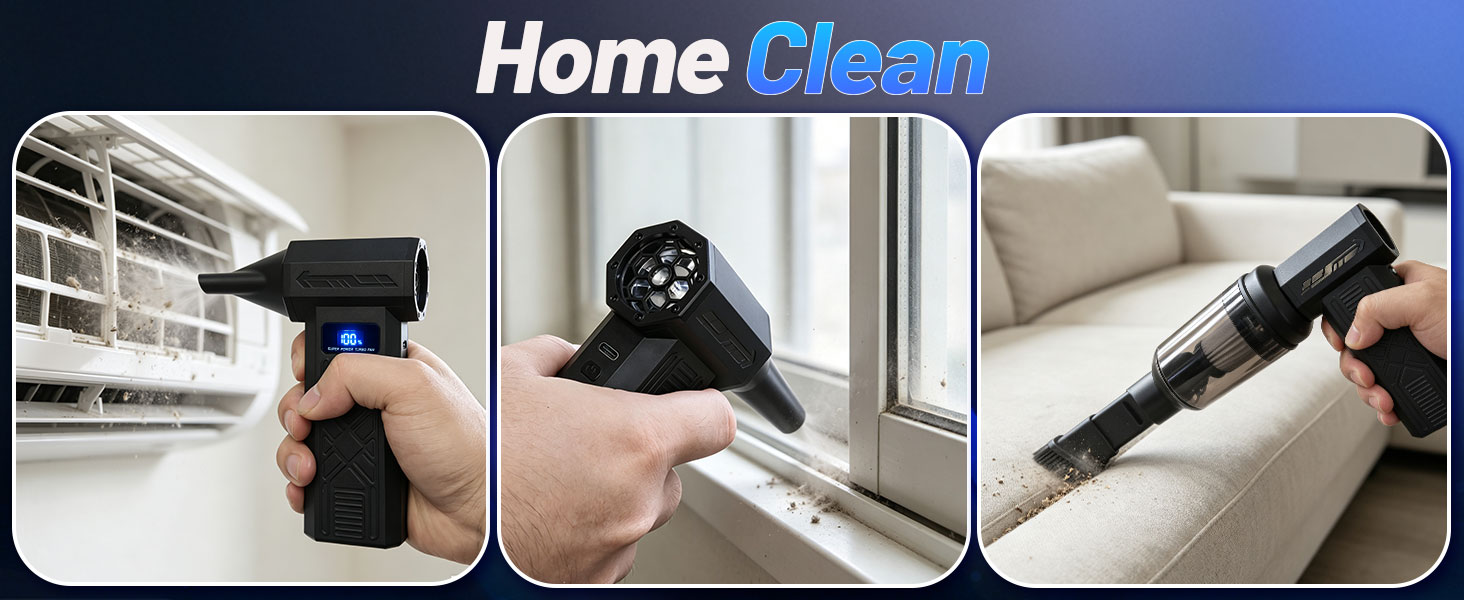Mini Blower Compressed Air Duster Electric Air Duster, 4-Gear Adjustable for Home Clean