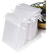 Hopttreely White Sheer Organza Gift Bags, 4x4.72 Pouches Candy Jewelry Wedding Party Favor Presen...