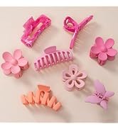 8PCS Hair Clips for Women, Flower Claw Clips for Thick Hair, Non-Slip Hair Accessories with Multi...