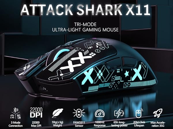 Black Gaming Mouse with Anti-slip Stickers
