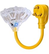 30 Amp to 110V 20 Amp RV Power Adapter Generator Distribution Extension Cord Cable NEMA TT-30P Ma...