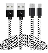 Micro USB Cable 3ft, 2Pack 3FT Nylon Braided High Speed Micro USB Charging and Sync Cables Androi...