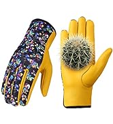 Bamllum Leather Gardening Gloves for Women - Working Gloves for Weeding, Digging, Planting, Rakin...