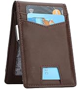 Slim Minimalist Front Pocket Wallet with Money Clip for Men, Genuine Leather RFID Blocking