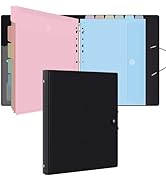 Uquelic Macaron Binder with 12 Binder Pocket Folders, Letter Size, Important Document Binder for ...