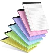 AILZFEI 6pcs Small Note Pads 5x8 Colored Legal Pads Paper College Ruled Notepad Clear Print Writi...