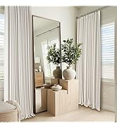 RYB HOME 100% Blackout Cream White Pinch Pleated Linen Curtains for Bedroom, 2 Layers Thermal Ins...