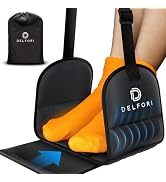Portable Airplane Footrest for Airplane Travel - Comfortable Foot Hammock w/Memory Foam & Hardboa...